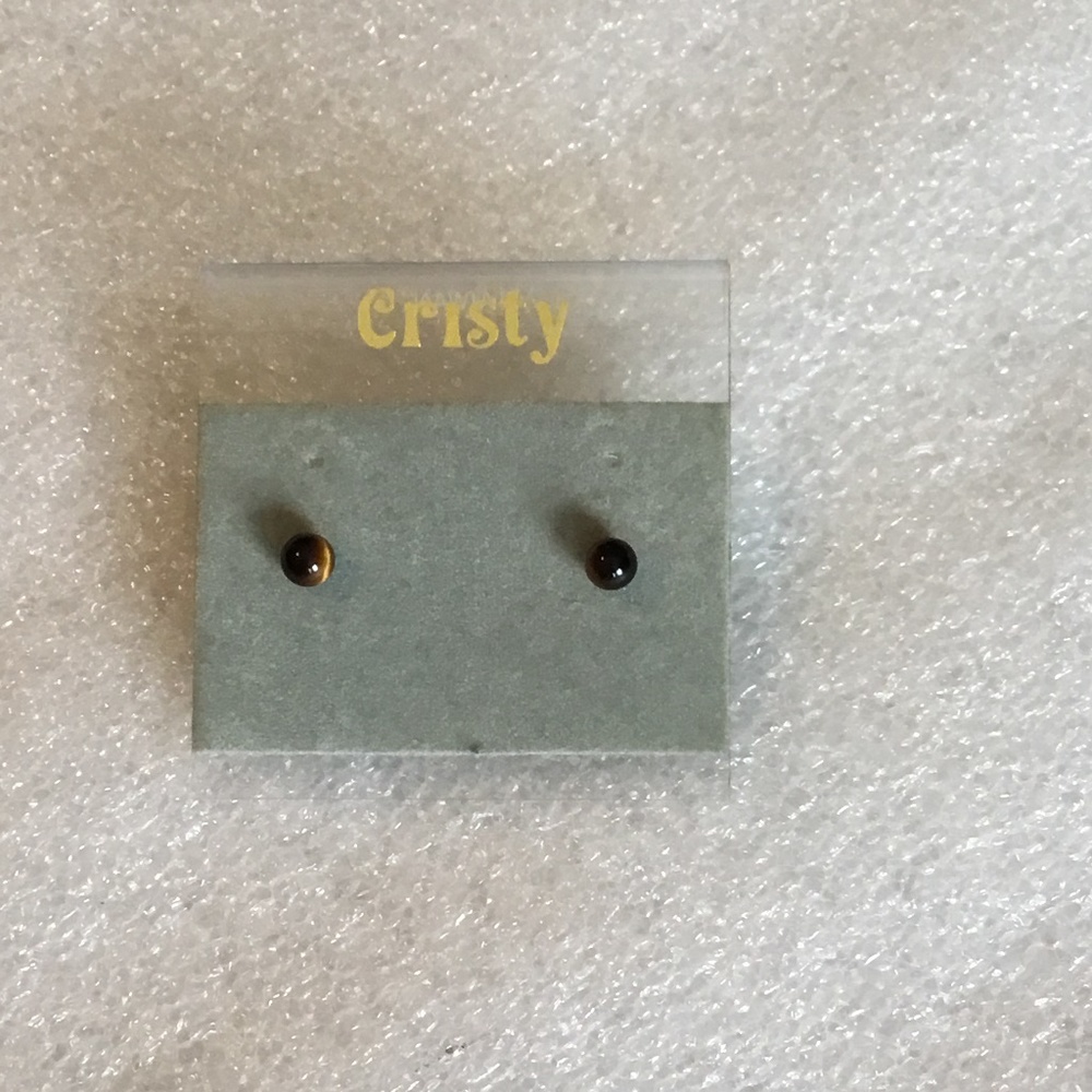 Lovely 10k gold tiger's eye stud earrings